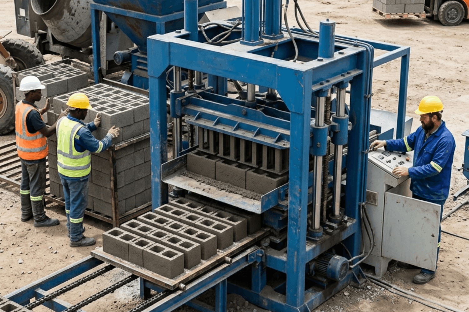 cement block machine suppliers for concrete production 